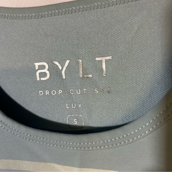 Bylt Drop Cut Lux size Small Short Sleeve T-Shirt Striped blue white - Picture 3 of 5